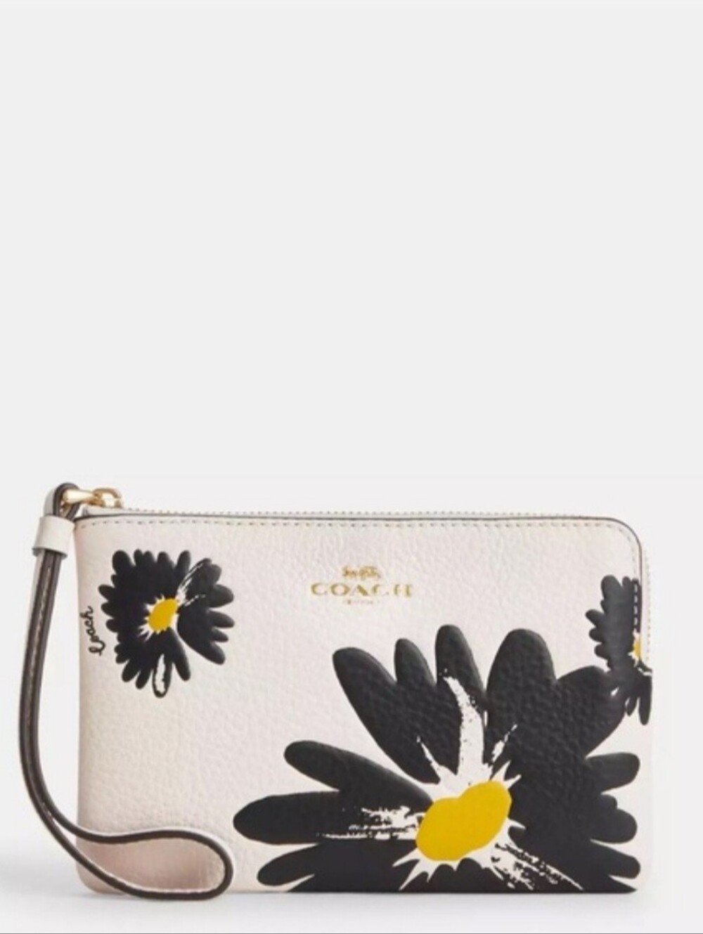 Coach Floral Leather Corner Zip Wrislet NWT